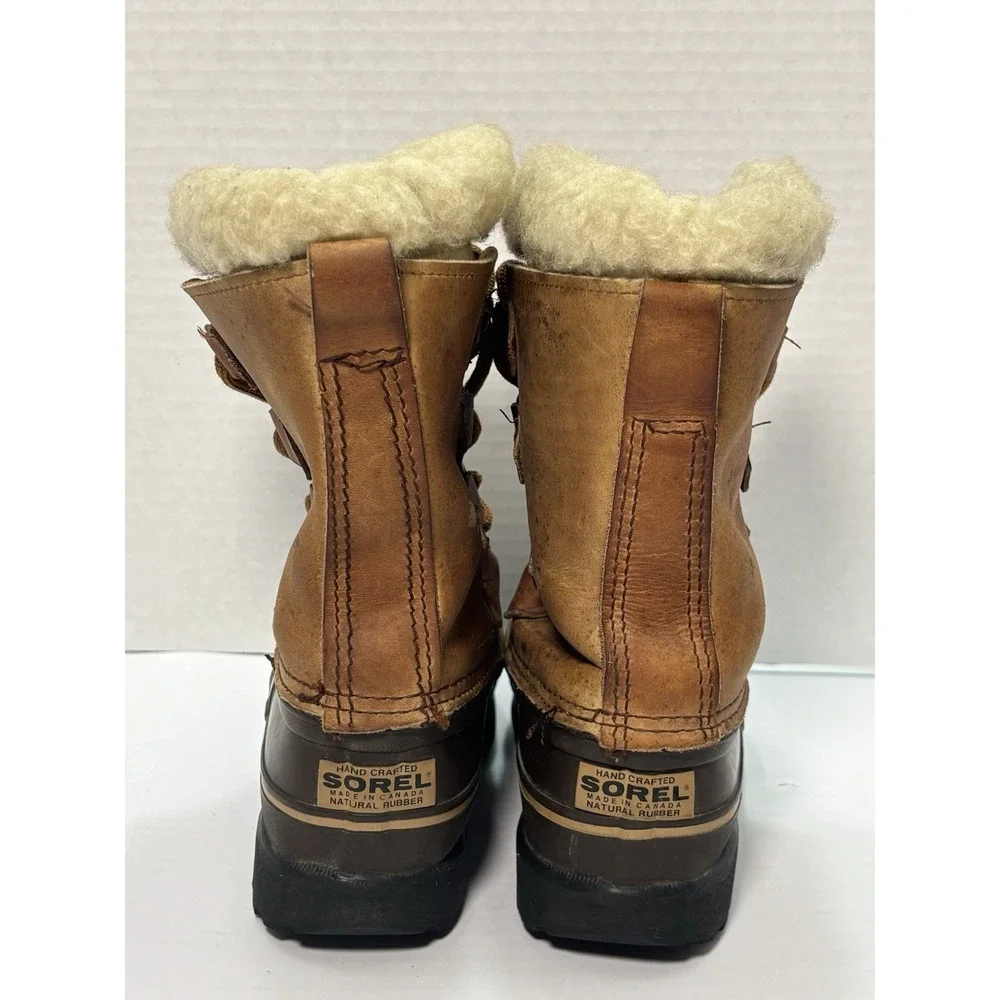 Sorel Caribou Alpine Boots Womens 6 Brown Leather Canada Duck Winter Snow
